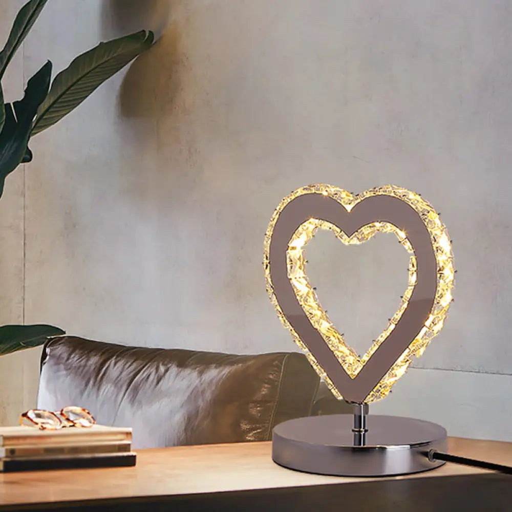 rustic farmhouse table lamps for cozy kitchensrustic farmhouse table lamps for cozy kitchensContemporary Chrome Nightstand Lighting: Loving Heart Crystal Block Desk Light for Bedside