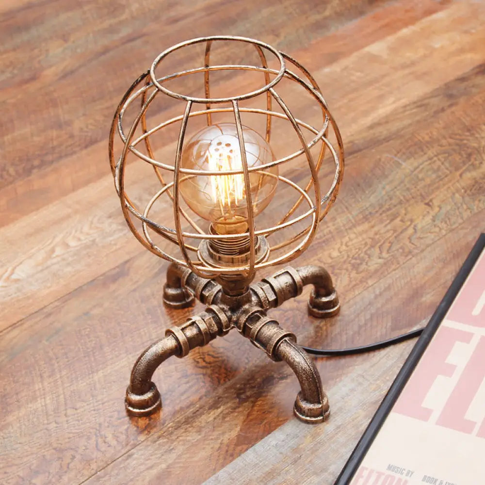 leather table lamps with a distressed texture for a rugged charmleather table lamps with a distressed texture for a rugged charmMetal Ball Cage Table Lamp with Pipe-Like Base - Industrial Style Mini Table Light, Antique Bronze Finish, 1 Bulb - Ideal for Bedroom