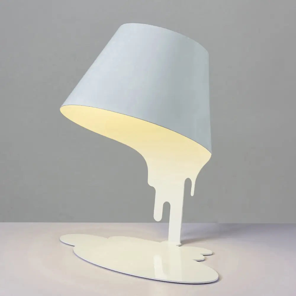 metal table lamps with a matte black finish for a sleek appearancemetal table lamps with a matte black finish for a sleek appearanceArt Deco Metal Desk Light with Melting Tapered Shade - White, Ideal for Offices
