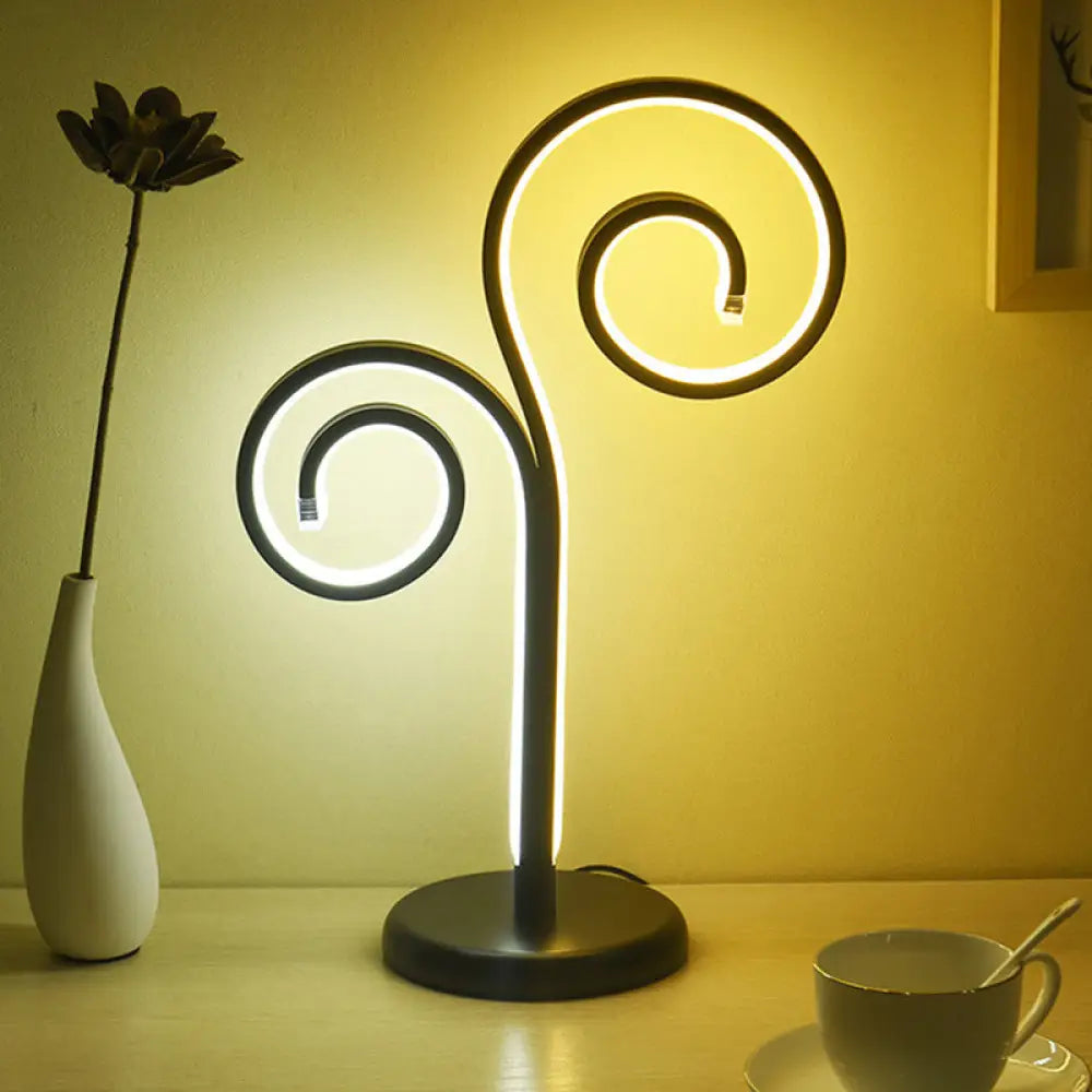wooden table lamps with natural grain for a warm and organic feelwooden table lamps with natural grain for a warm and organic feelContemporary Metallic Swirling Nightstand Lamp - Black/White/Gold LED Desk Light