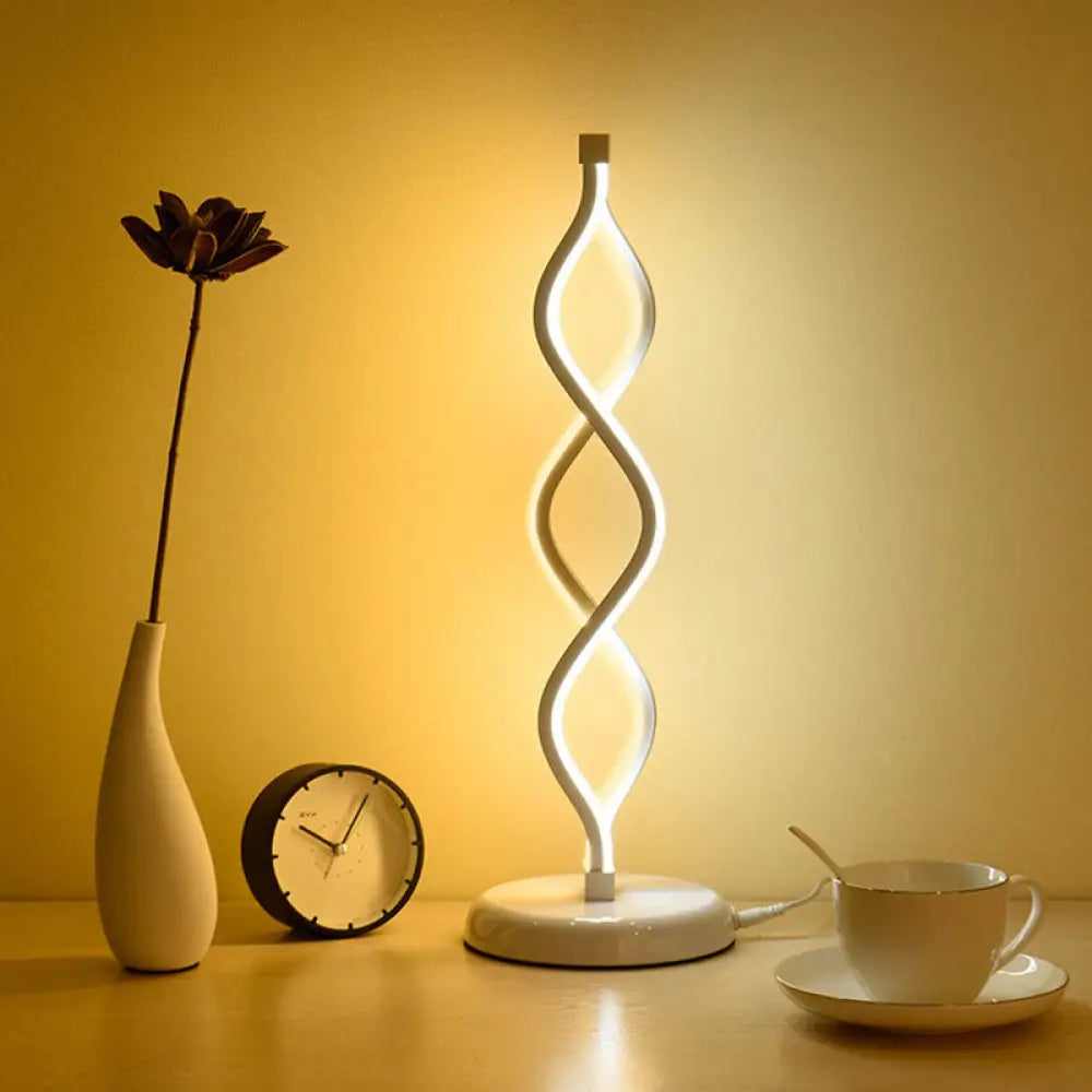 rustic farmhouse table lamps for cozy kitchensrustic farmhouse table lamps for cozy kitchensLED Spiral Table Lamp - Minimalist Nightstand Light with Metallic Shade - White Bedside Lighting