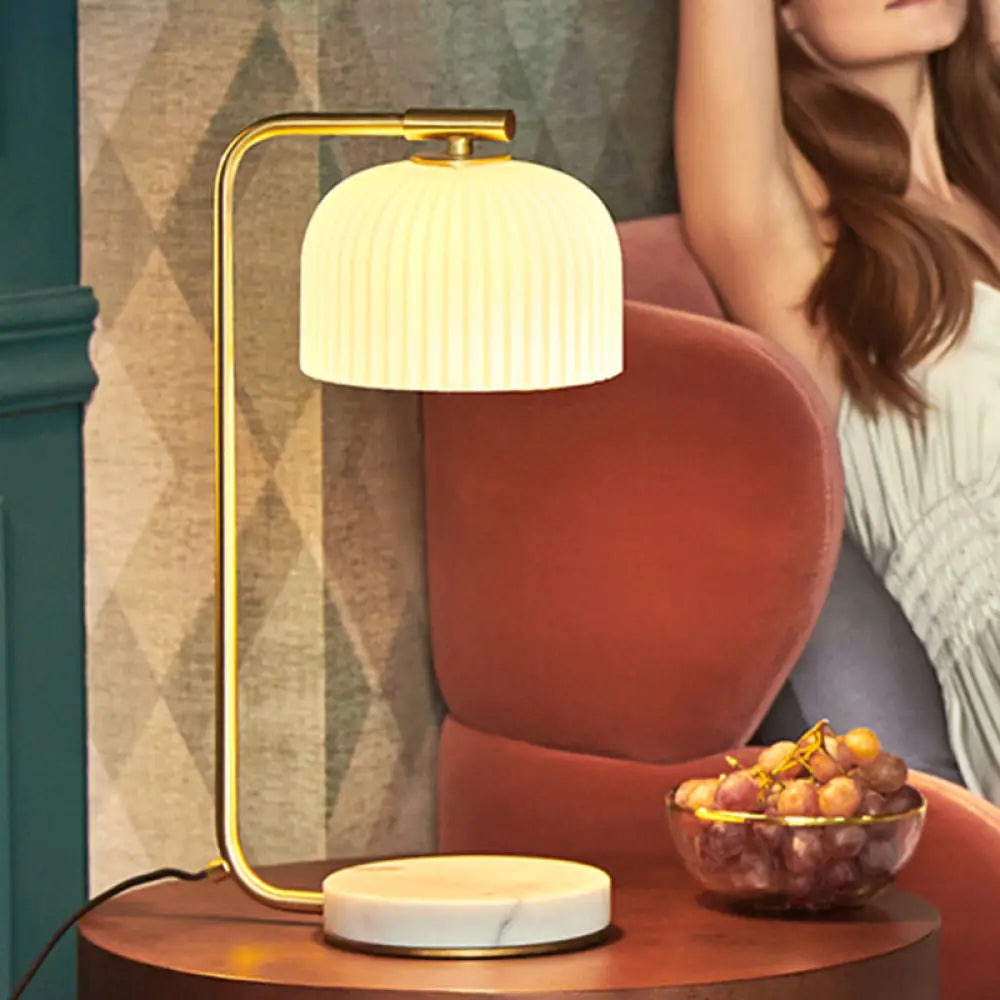 victorian style table lamps with ornate details for traditional homesvictorian style table lamps with ornate details for traditional homesOpal Ribbed Glass 1-Light Nightstand Lamp - Modern Brass Design with Marble Base