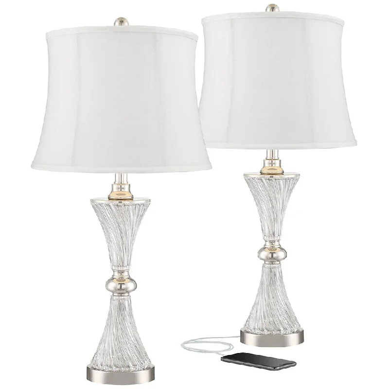 crystal table lamps with dazzling prisms for a glamorous effectcrystal table lamps with dazzling prisms for a glamorous effectModern Table Lamp 25 1/2" High Set of 2 Glass USB White Softback Shade - 14" x 25"