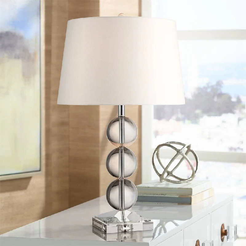 fabric table lamps with a linen shade for a relaxed and breathable lookfabric table lamps with a linen shade for a relaxed and breathable lookModern Table Lamp 26" High Clear Crystal Stacked Silver Bedroom - 16" x 26"