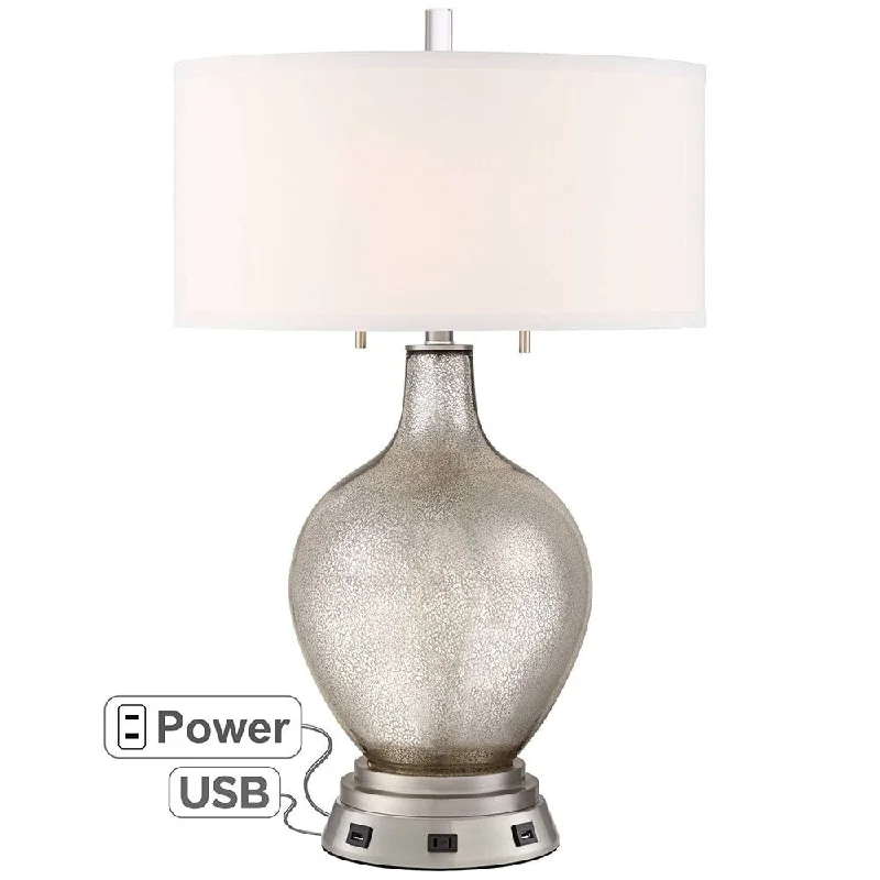 coastal style table lamps with nautical elements for beach housescoastal style table lamps with nautical elements for beach housesModern Table Lamp 28 1/2" Tall Mercury Glass with USB Outlet - 18" x 28"