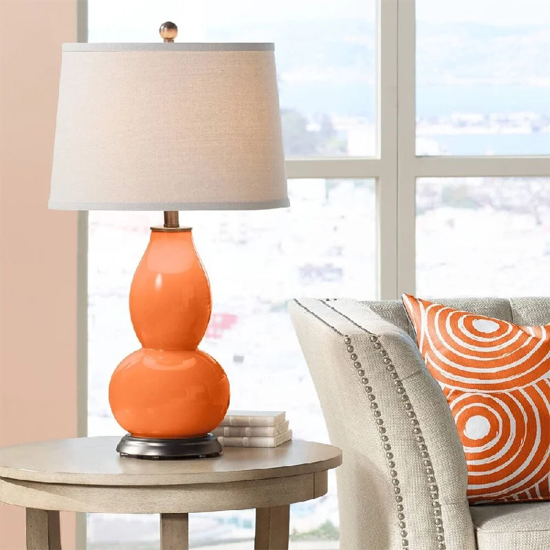 metal table lamps with a matte black finish for a sleek appearancemetal table lamps with a matte black finish for a sleek appearanceModern Table Lamp Invigorate Orange Glass Double Gourd for Bedroom - 16" x 29"