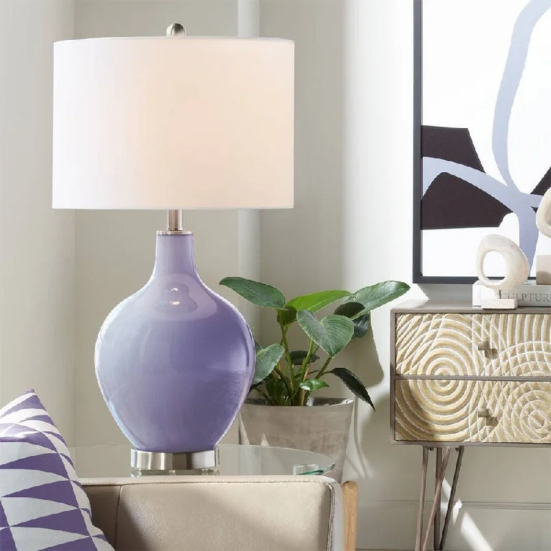wooden table lamps with natural grain for a warm and organic feelwooden table lamps with natural grain for a warm and organic feelModern Table Lamp Purple Haze Glass Ovo White Drum Shade for Bedroom - 16" x 28"