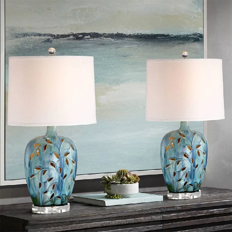 coastal style table lamps with nautical elements for beach housescoastal style table lamps with nautical elements for beach housesModern Table Lamps 24 1/2" High Set of 2 Blue Vine LED Nightlight - 14" x 24"