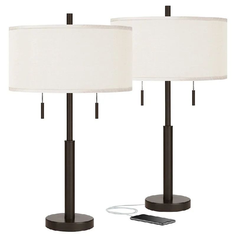 gothic style table lamps with dark finishes for a mysterious lookgothic style table lamps with dark finishes for a mysterious lookModern Table Lamps 25 1/2" High Set of 2 Bronze USB Cream Shade - 15" x 25"