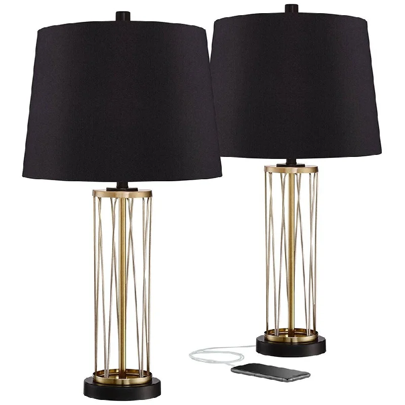 glass table lamps with a frosted surface for soft light diffusionglass table lamps with a frosted surface for soft light diffusionModern Table Lamps 25 1/2" High Set of 2 Gold USB Black Shade - 15" x 25"
