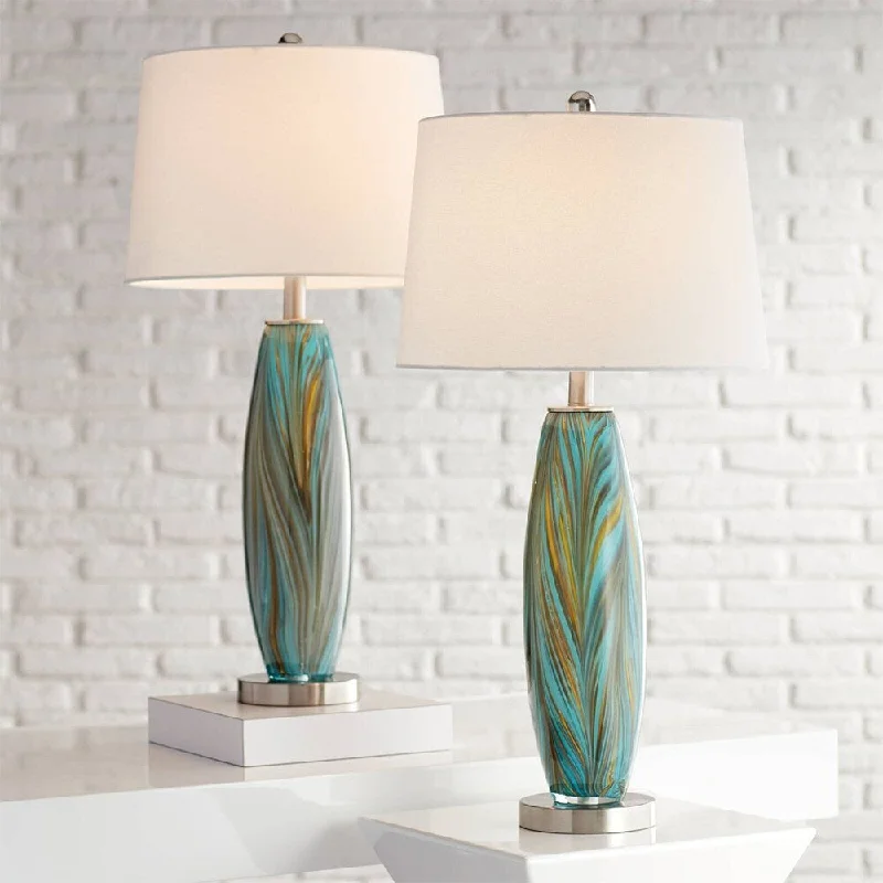 gothic style table lamps with dark finishes for a mysterious lookgothic style table lamps with dark finishes for a mysterious lookModern Table Lamps 29 1/2" Tall Set 2 Blue Brown White Tapered Shade - 15" x 34"