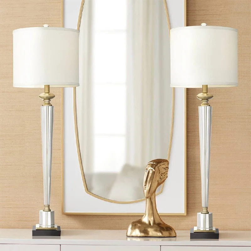 modern minimalist table lamps for contemporary living roomsmodern minimalist table lamps for contemporary living roomsModern Table Lamps 38 1/2" Tall Set of 2 Clear Crystal Glass Bedroom - 12" x 37"