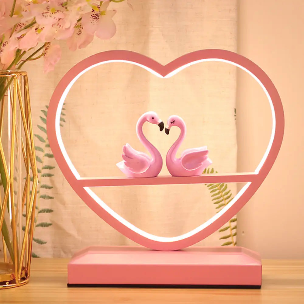 coastal style table lamps with nautical elements for beach housescoastal style table lamps with nautical elements for beach housesNordic Loving Heart LED Table Lamp for Sleeping Room - Metallic Pink with Swan Deco