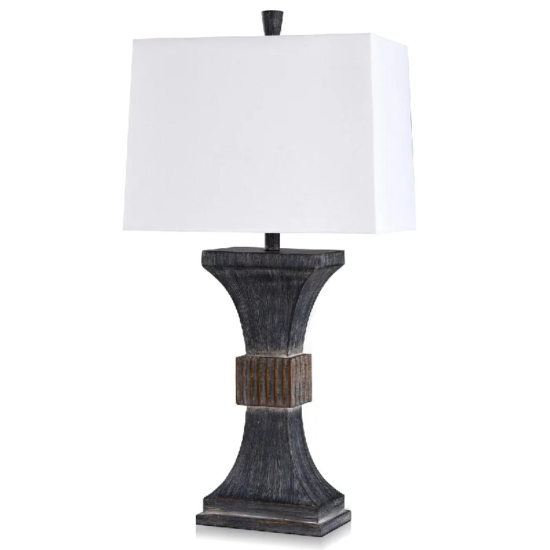 fabric table lamps with a linen shade for a relaxed and breathable lookfabric table lamps with a linen shade for a relaxed and breathable lookOwen - Transitional Choker Resin Base Table Lamp - Dark Black, Metallic - White Linen Shade