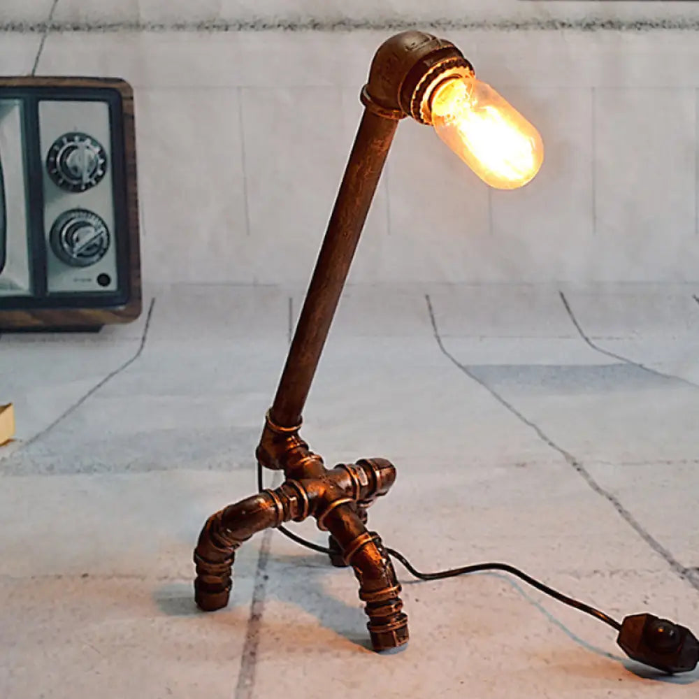 industrial style table lamps with exposed bulbs for loft apartmentsindustrial style table lamps with exposed bulbs for loft apartmentsBronze Finish Table Lamp: Plumbing Pipe Living Room Table Lighting, Rustic Stylish Metal, Open Bulb Included