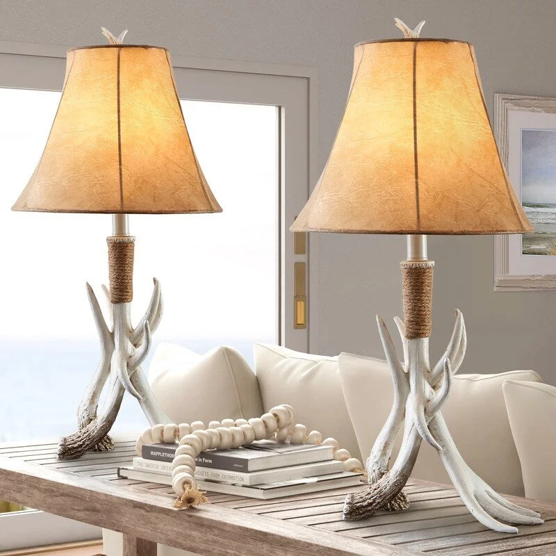 rustic farmhouse table lamps for cozy kitchensrustic farmhouse table lamps for cozy kitchensRoot-shaped Table Lamp, Antique White(Set of 2)