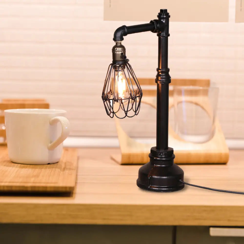 glass table lamps with a frosted surface for soft light diffusionglass table lamps with a frosted surface for soft light diffusionRustic Wire Frame Table Lamp with Stylish Plumbing Pipe - Black Finish