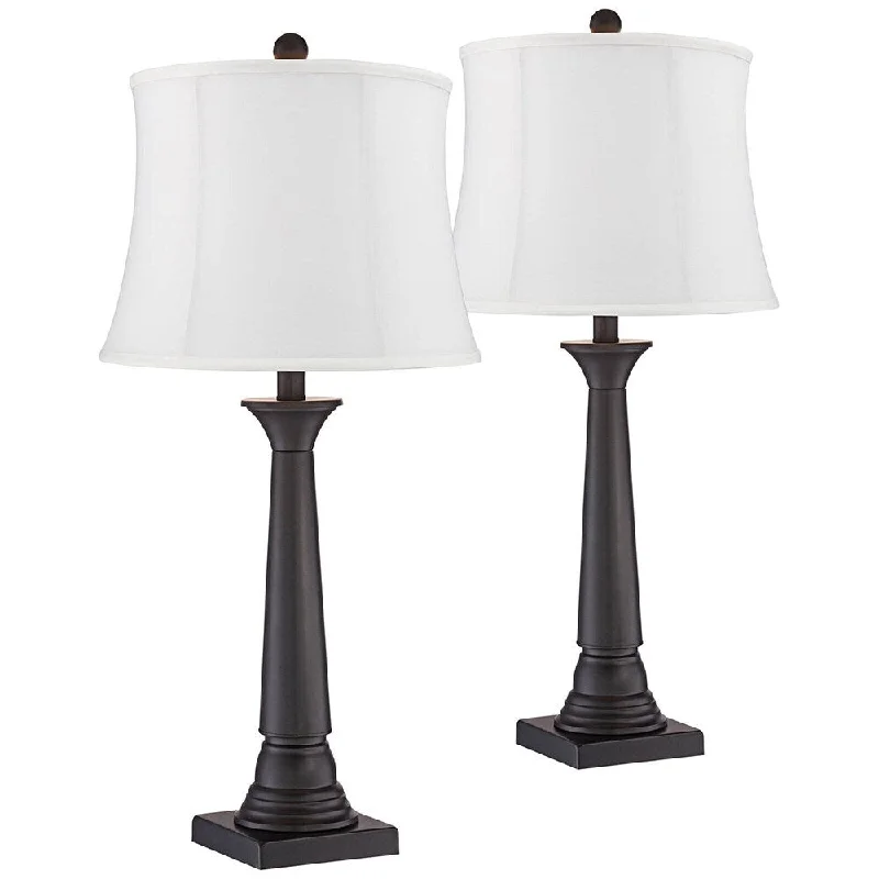 glass table lamps with a frosted surface for soft light diffusionglass table lamps with a frosted surface for soft light diffusionRustic Table Lamps 28" Tall Set of 2 Deep Bronze White Shade - 15" x 28"