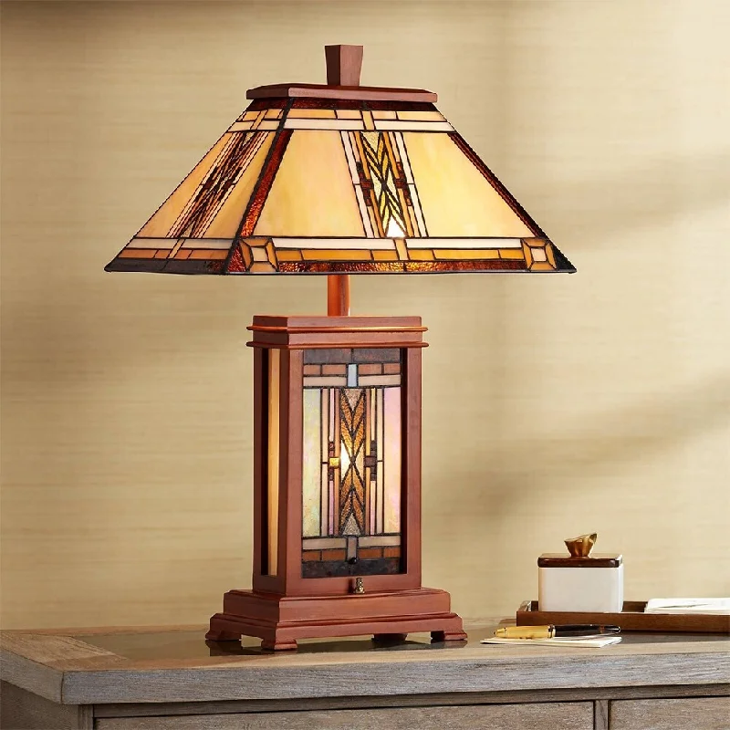 marble table lamps with a luxurious veined pattern for high end decormarble table lamps with a luxurious veined pattern for high end decorRustic Tiffany Style Table Lamp 27" Tall Walnut Wood with Nightlight - 18." x 27"