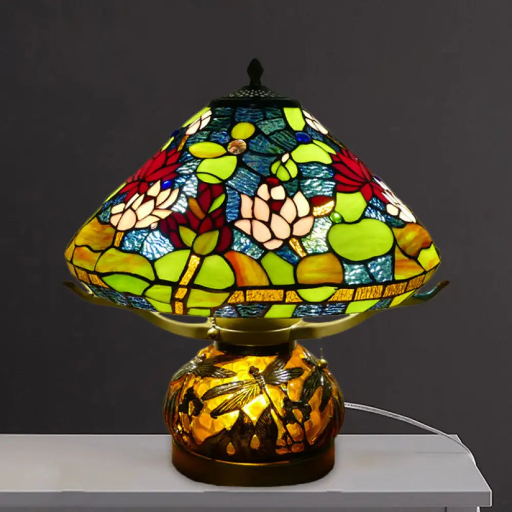coastal style table lamps with nautical elements for beach housescoastal style table lamps with nautical elements for beach housesMediterranean Stained Glass Conic Table Lamp - Green Lotus Patterned Nightlight for Bedroom