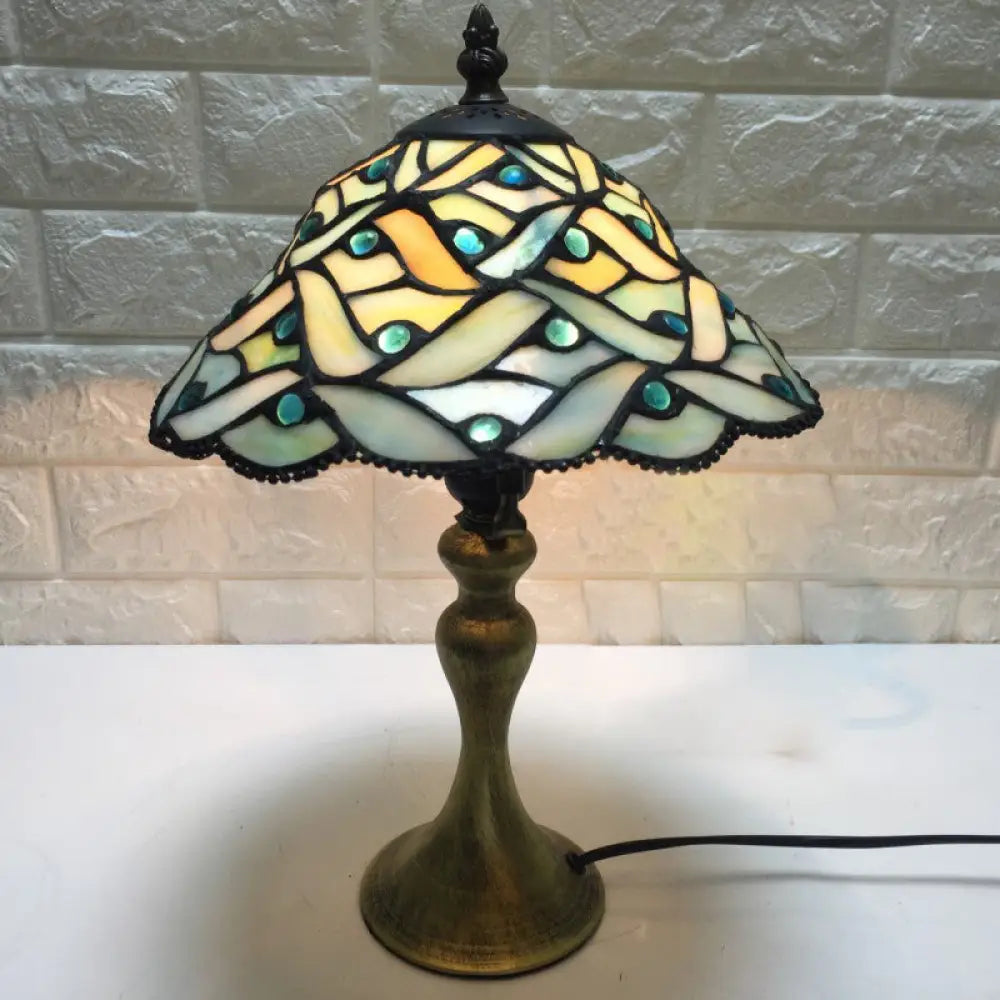 rustic farmhouse table lamps for cozy kitchensrustic farmhouse table lamps for cozy kitchensGreen Stained Glass Conical Desk Lamp - Tiffany Antique Style | Study Room & Bedside Light - 1 Light