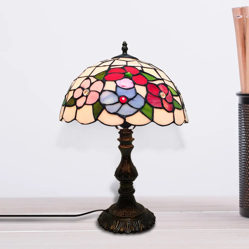 rustic farmhouse table lamps for cozy kitchensrustic farmhouse table lamps for cozy kitchensArt Deco Stained Glass Table Lamp with Floral Design and Dome Shade