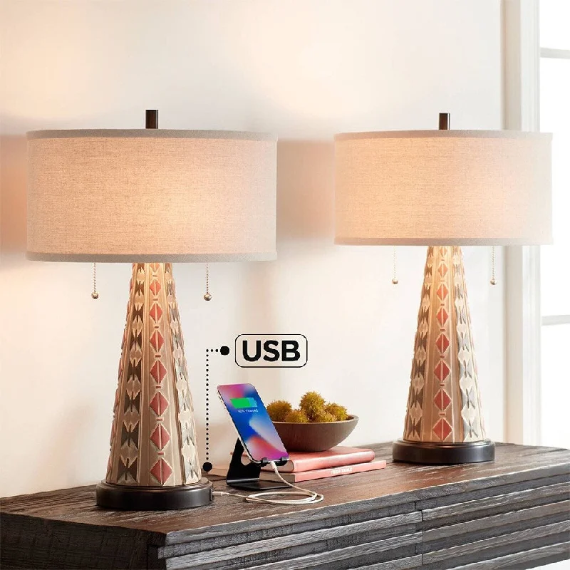 crystal table lamps with dazzling prisms for a glamorous effectcrystal table lamps with dazzling prisms for a glamorous effectTapering Column USB Table Lamps Set of 2 - 24" x 15"
