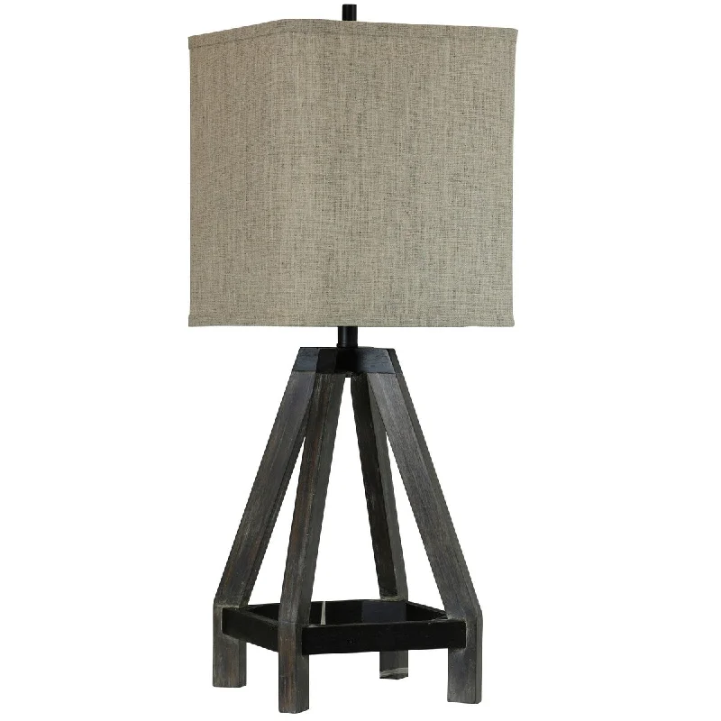 victorian style table lamps with ornate details for traditional homesvictorian style table lamps with ornate details for traditional homesTheo - Wood Table Lamp with Square Hardback Shade - Gray Stain & Black Finish