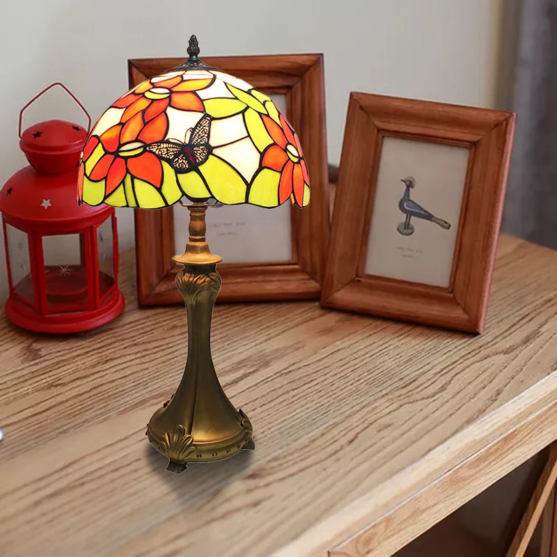 glass table lamps with a frosted surface for soft light diffusionglass table lamps with a frosted surface for soft light diffusionRustic Tiffany Butterfly Stained Glass Desk Lamp - 1 Light Orange Desk Light for Cafes