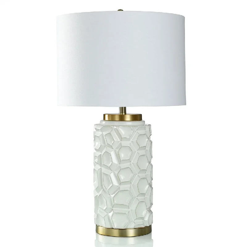 fabric table lamps with a linen shade for a relaxed and breathable lookfabric table lamps with a linen shade for a relaxed and breathable lookWilshire Smooth Accent Table Lamp - White Geometric Patterned Base With Gold Accents