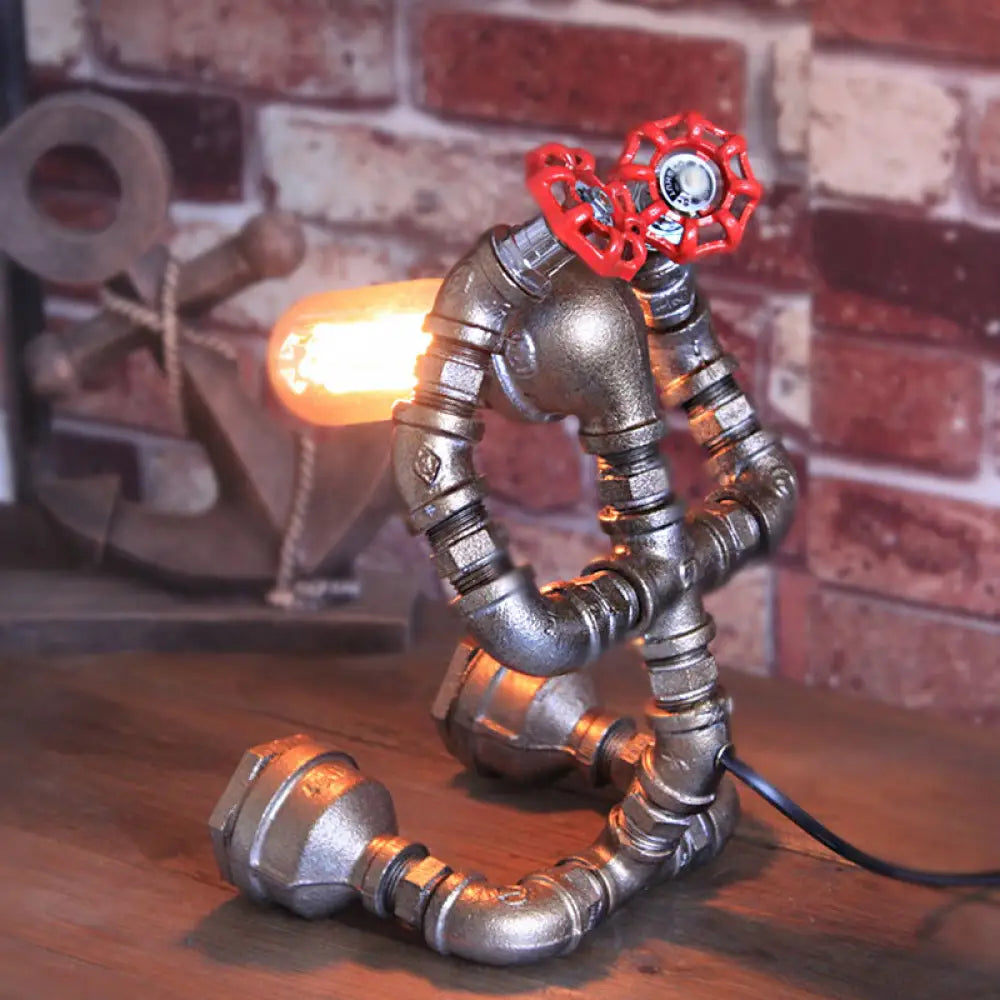 wooden table lamps with natural grain for a warm and organic feelwooden table lamps with natural grain for a warm and organic feelSteampunk Iron Robot Table Light with Water Valve - Unique Coffee Shop Lamp